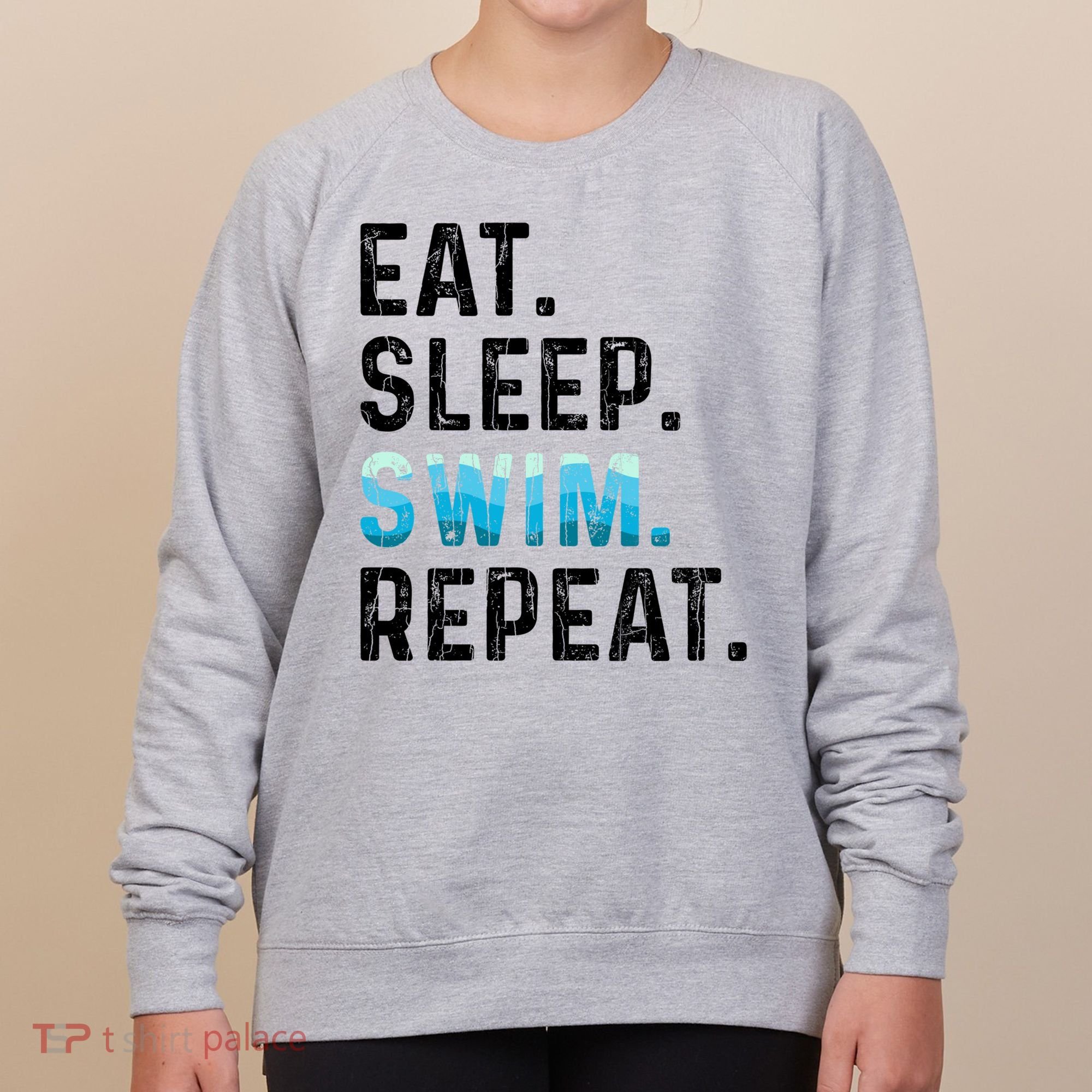 Eat Sleep Swim Repeat Funny Swimmer Swimming Player Graphic Gift Women's Sweatshirt