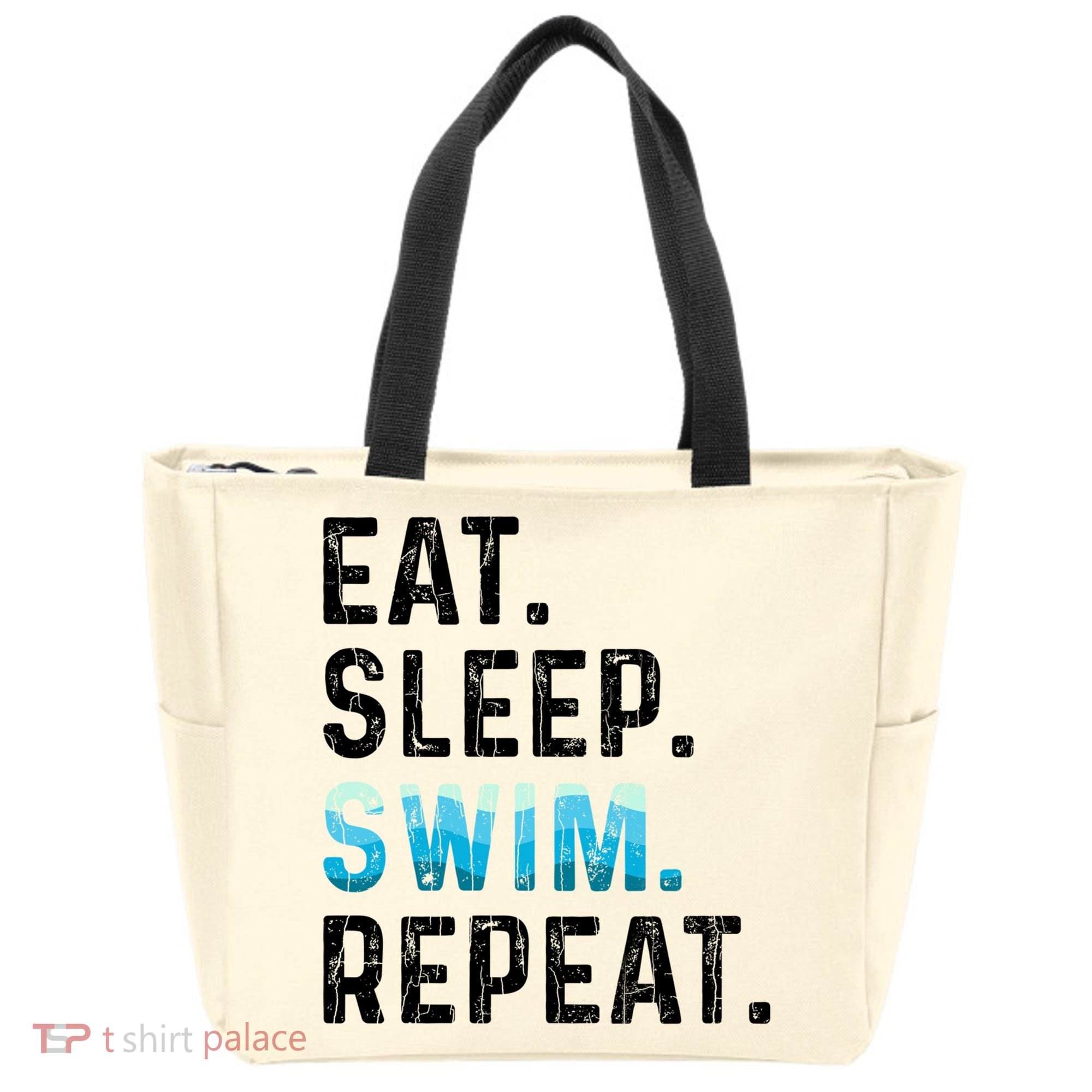 Eat Sleep Swim Repeat Funny Swimmer Swimming Player Graphic Gift Tote Bag
