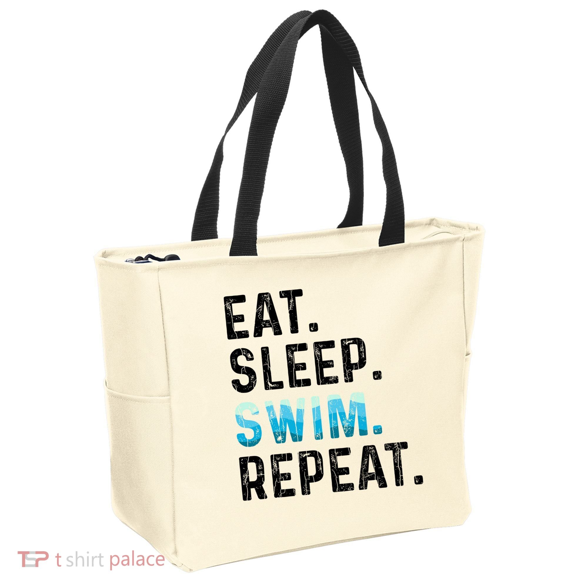 Eat Sleep Swim Repeat Funny Swimmer Swimming Player Graphic Gift Tote Bag