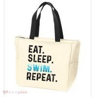 Eat Sleep Swim Repeat Funny Swimmer Swimming Player Graphic Gift Tote Bag thumb 3