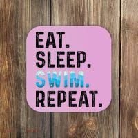 Eat Sleep Swim Repeat Funny Swimmer Swimming Player Graphic Gift Coaster thumb 0