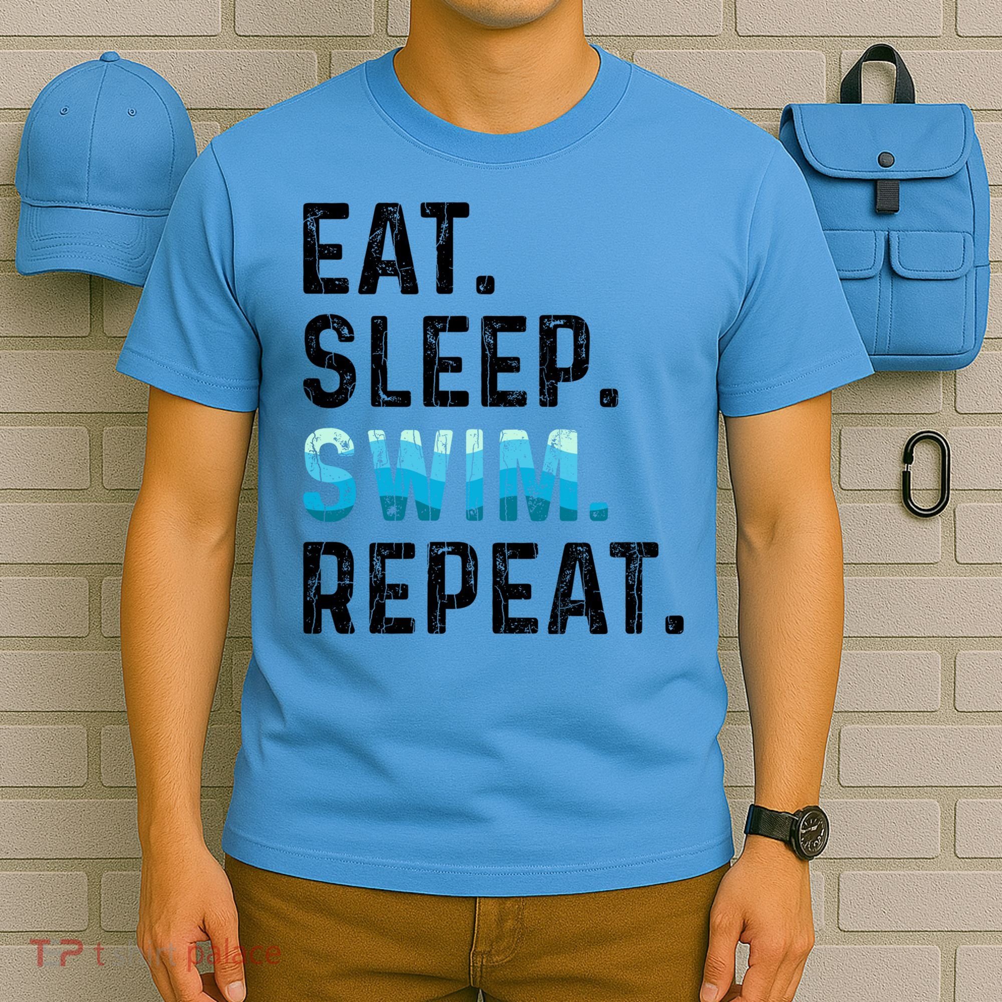 Eat Sleep Swim Repeat Funny Swimmer Swimming Player Graphic Gift T-Shirt