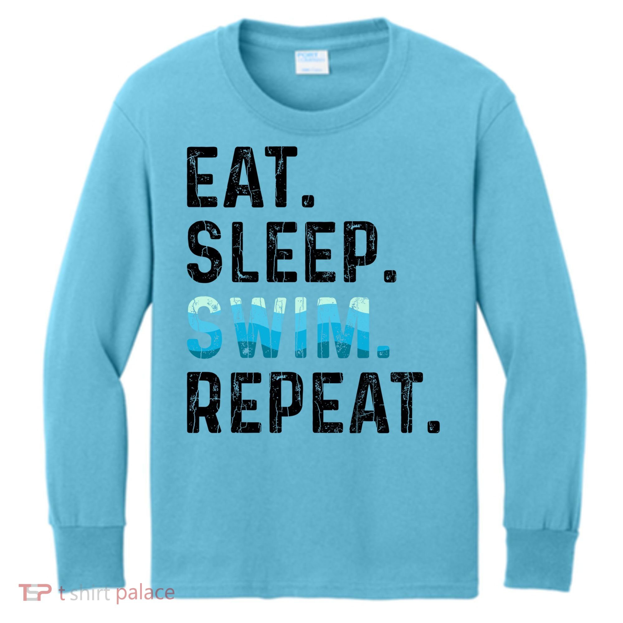 Eat Sleep Swim Repeat Funny Swimmer Swimming Player Graphic Gift Kids Long Sleeve Shirt