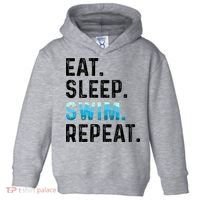 Eat Sleep Swim Repeat Funny Swimmer Swimming Player Graphic Gift Toddler Hoodie thumb 0