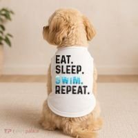 Eat Sleep Swim Repeat Funny Swimmer Swimming Player Graphic Gift Doggie Tank thumb 2