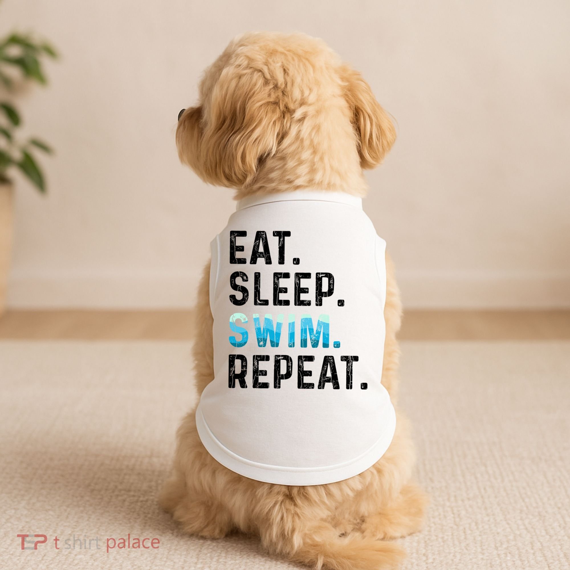 Eat Sleep Swim Repeat Funny Swimmer Swimming Player Graphic Gift Doggie Tank