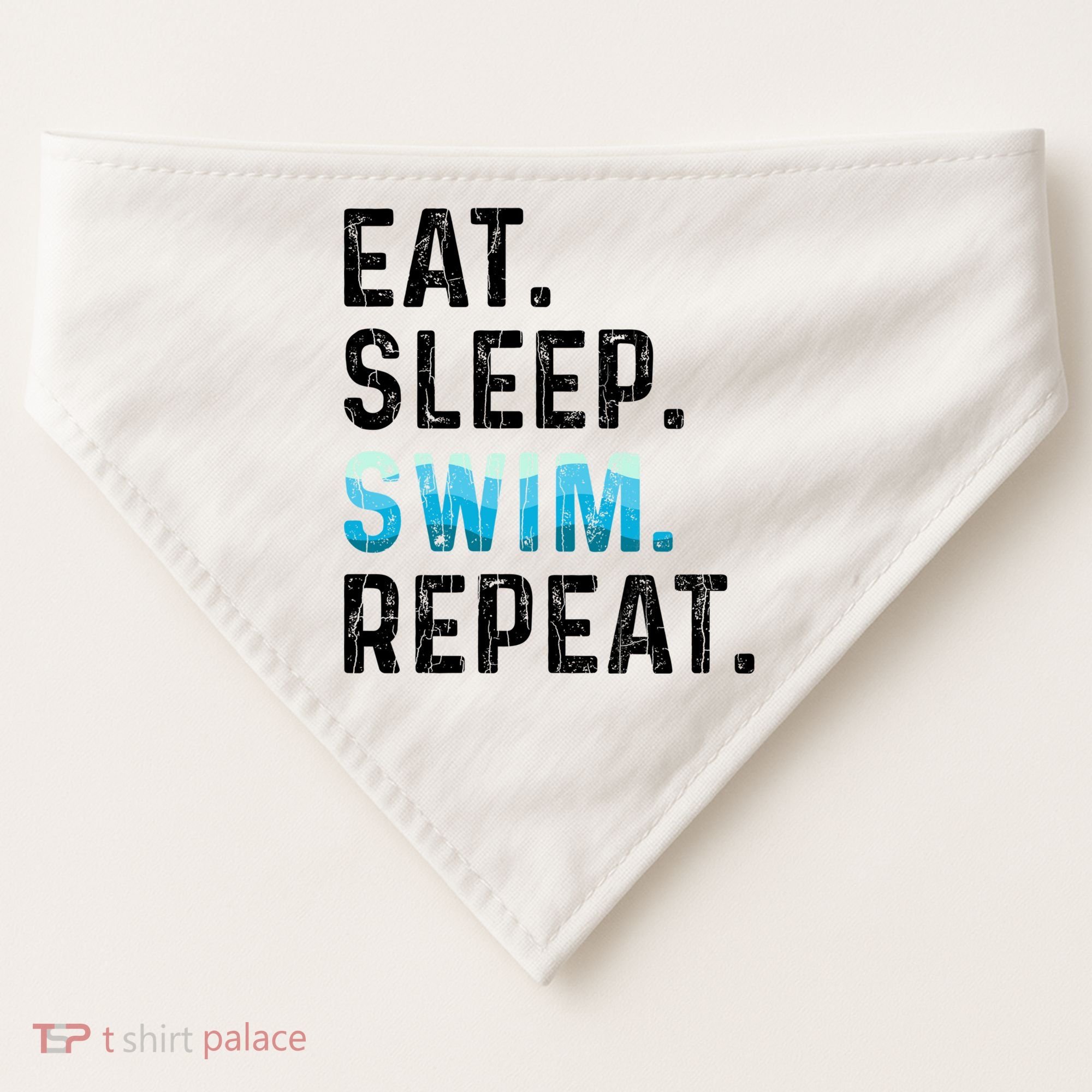 Eat Sleep Swim Repeat Funny Swimmer Swimming Player Graphic Gift USA-Made Doggie Bandana