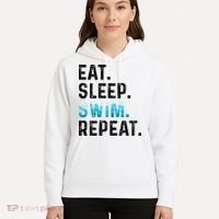 Eat Sleep Swim Repeat Funny Swimmer Swimming Player Graphic Gift Hoodie thumb 5