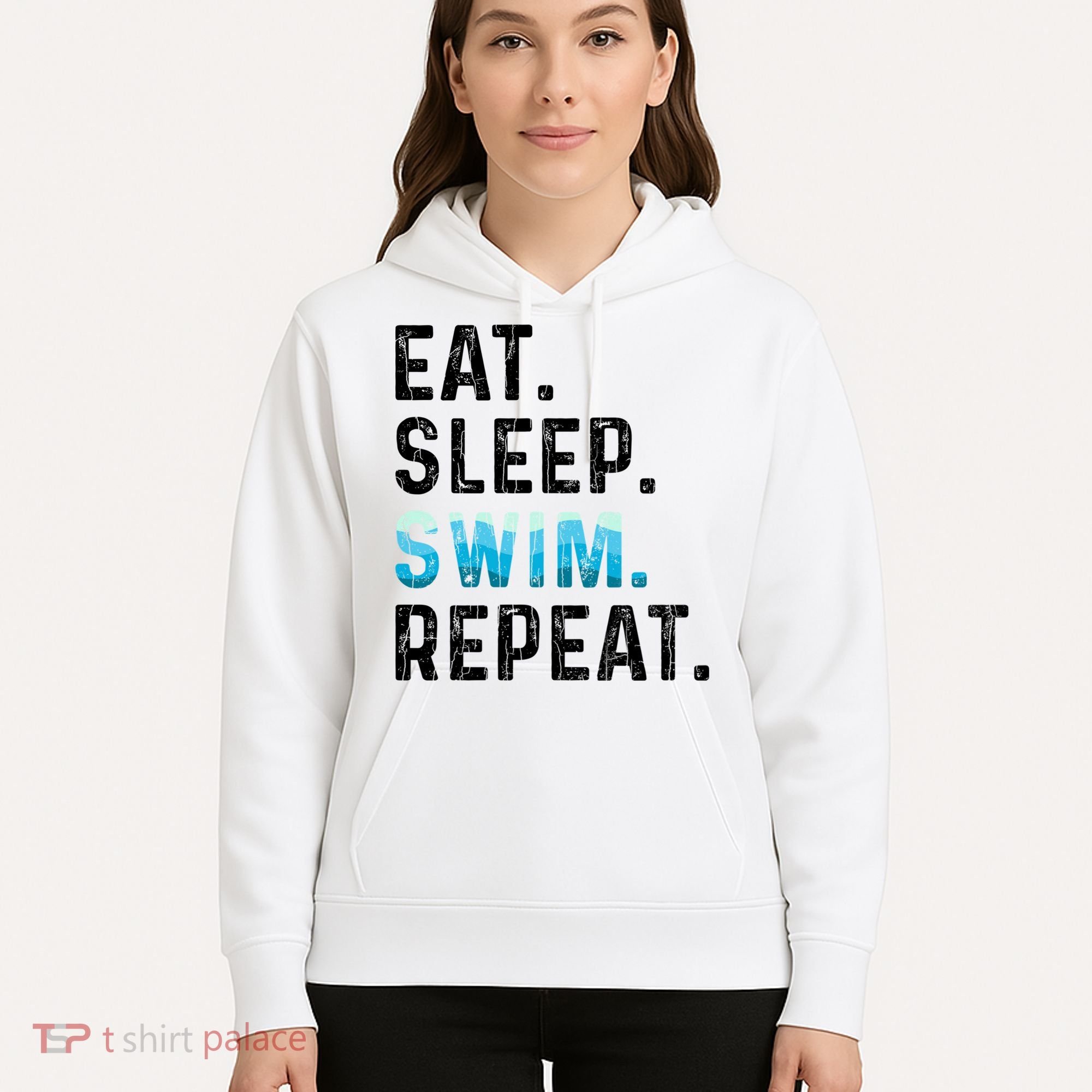 Eat Sleep Swim Repeat Funny Swimmer Swimming Player Graphic Gift Hoodie