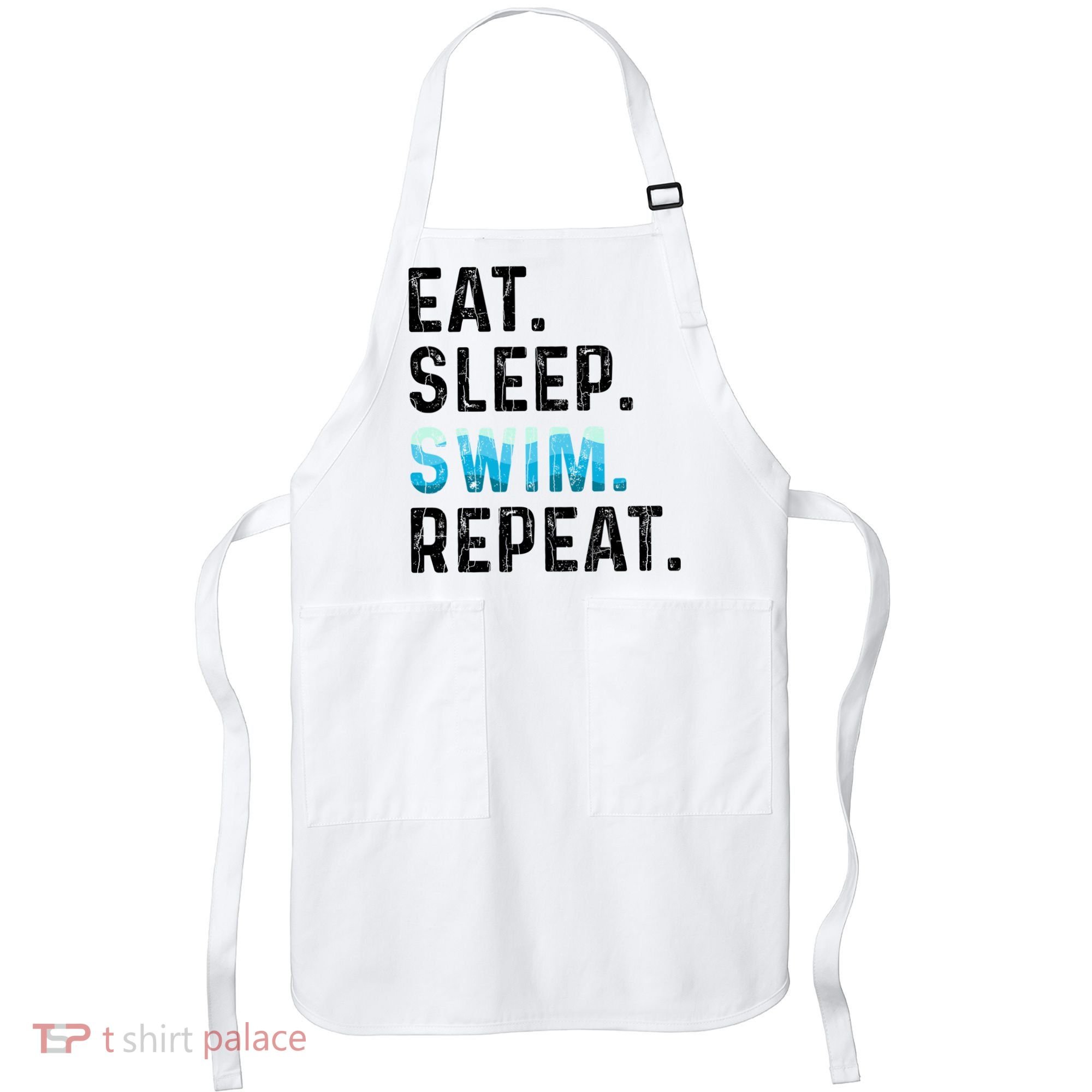Eat Sleep Swim Repeat Funny Swimmer Swimming Player Graphic Gift Apron