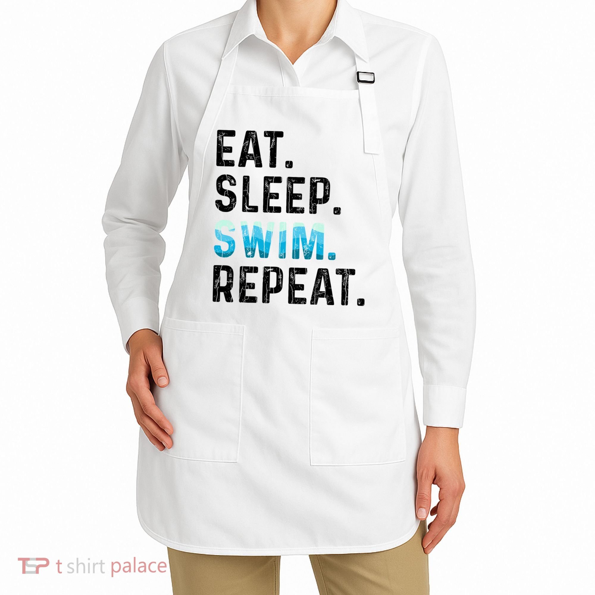 Eat Sleep Swim Repeat Funny Swimmer Swimming Player Graphic Gift Apron