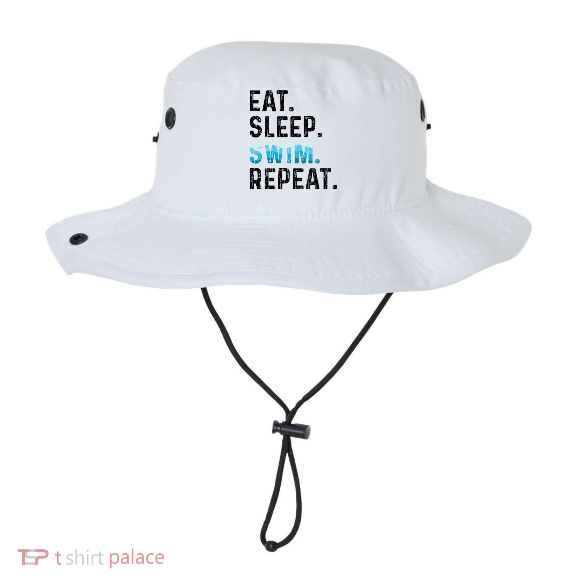 Eat Sleep Swim Repeat Funny Swimmer Swimming Player Graphic Gift Bucket Hat