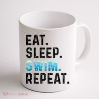 Eat Sleep Swim Repeat Funny Swimmer Swimming Player Graphic Gift Coffee Mug thumb 1
