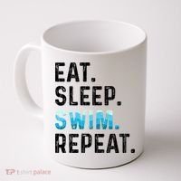 Eat Sleep Swim Repeat Funny Swimmer Swimming Player Graphic Gift Coffee Mug thumb 0