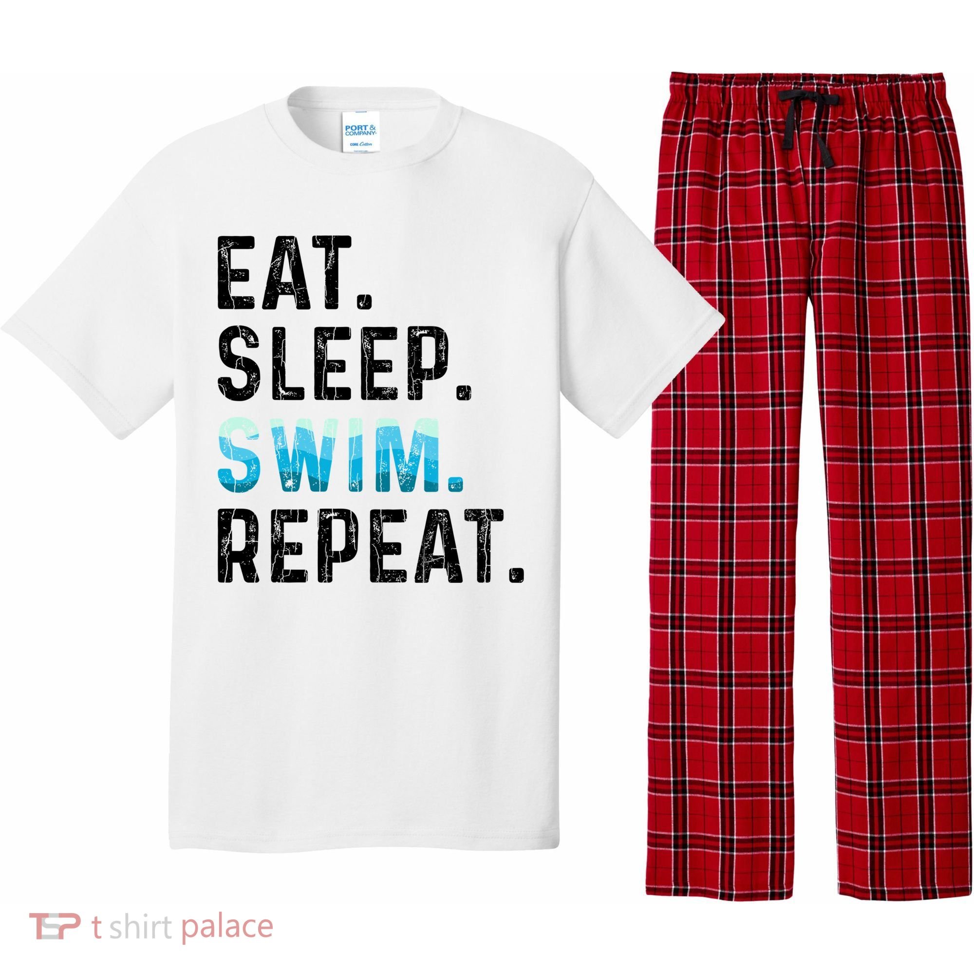 Eat Sleep Swim Repeat Funny Swimmer Swimming Player Graphic Gift Pajama Set