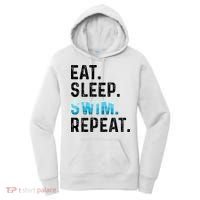 Eat Sleep Swim Repeat Funny Swimmer Swimming Player Graphic Gift Women's Hoodie thumb 0