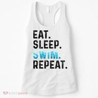 Eat Sleep Swim Repeat Funny Swimmer Swimming Player Graphic Gift Women's Tank Top thumb 0