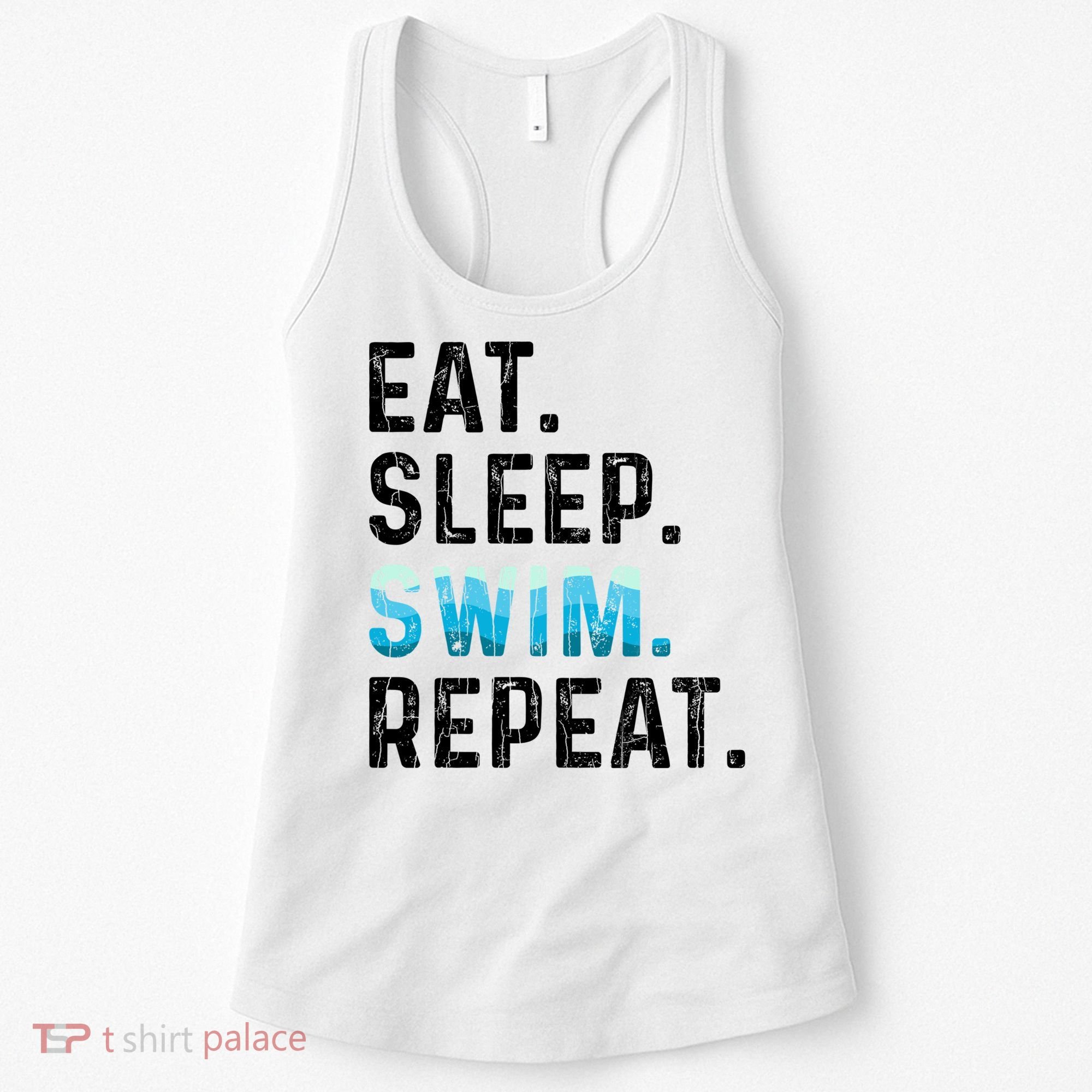 Eat Sleep Swim Repeat Funny Swimmer Swimming Player Graphic Gift Women's Tank Top