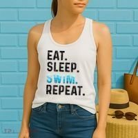Eat Sleep Swim Repeat Funny Swimmer Swimming Player Graphic Gift Women's Tank Top thumb 2