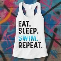 Eat Sleep Swim Repeat Funny Swimmer Swimming Player Graphic Gift Women's Tank Top thumb 3