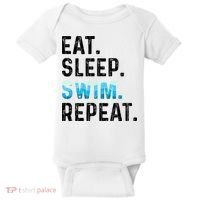 Eat Sleep Swim Repeat Funny Swimmer Swimming Player Graphic Gift Baby Bodysuit thumb 0