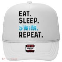 Eat Sleep Swim Repeat Funny Swimmer Swimming Player Graphic Gift Hat thumb 0