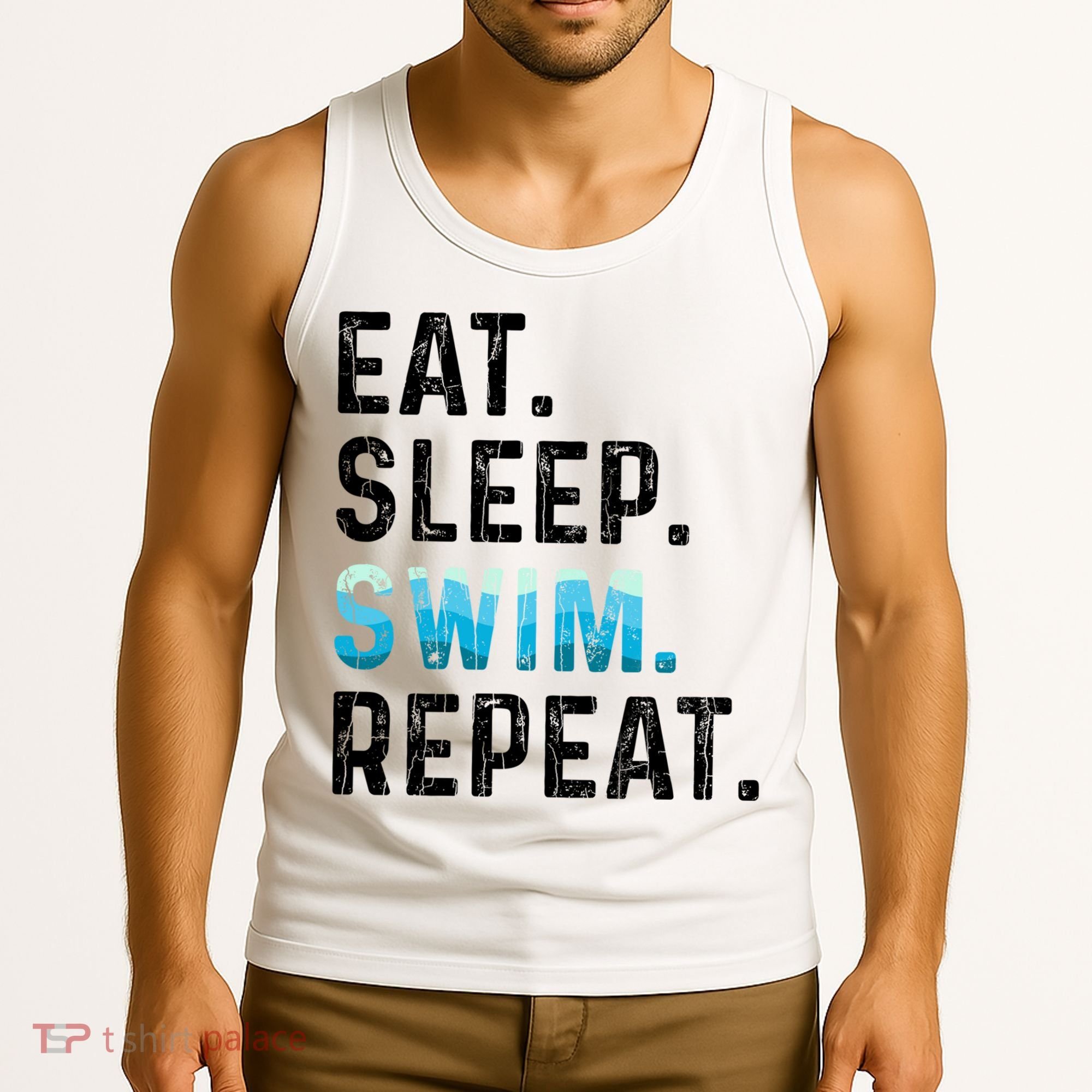 Eat Sleep Swim Repeat Funny Swimmer Swimming Player Graphic Gift Tank Top