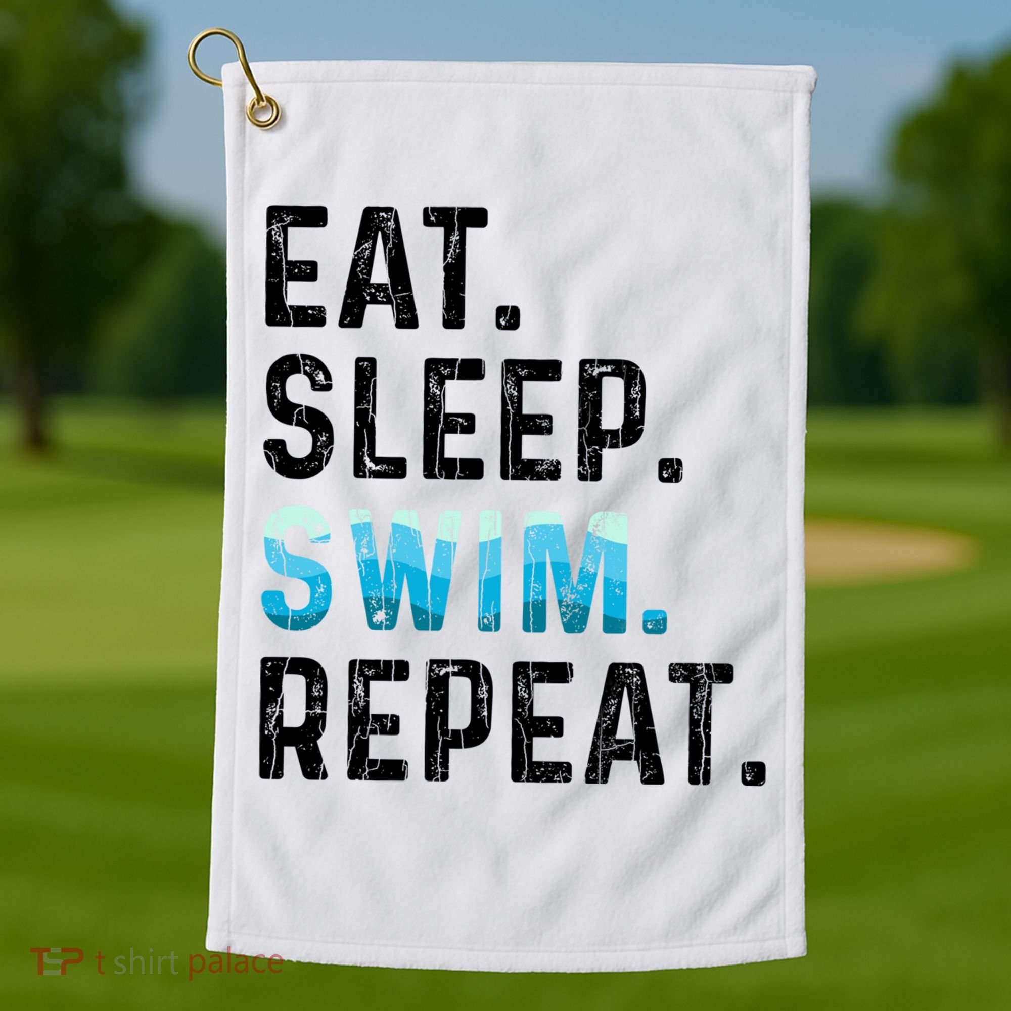 Eat Sleep Swim Repeat Funny Swimmer Swimming Player Graphic Gift Golf Towel