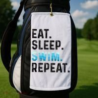 Eat Sleep Swim Repeat Funny Swimmer Swimming Player Graphic Gift Golf Towel thumb 2