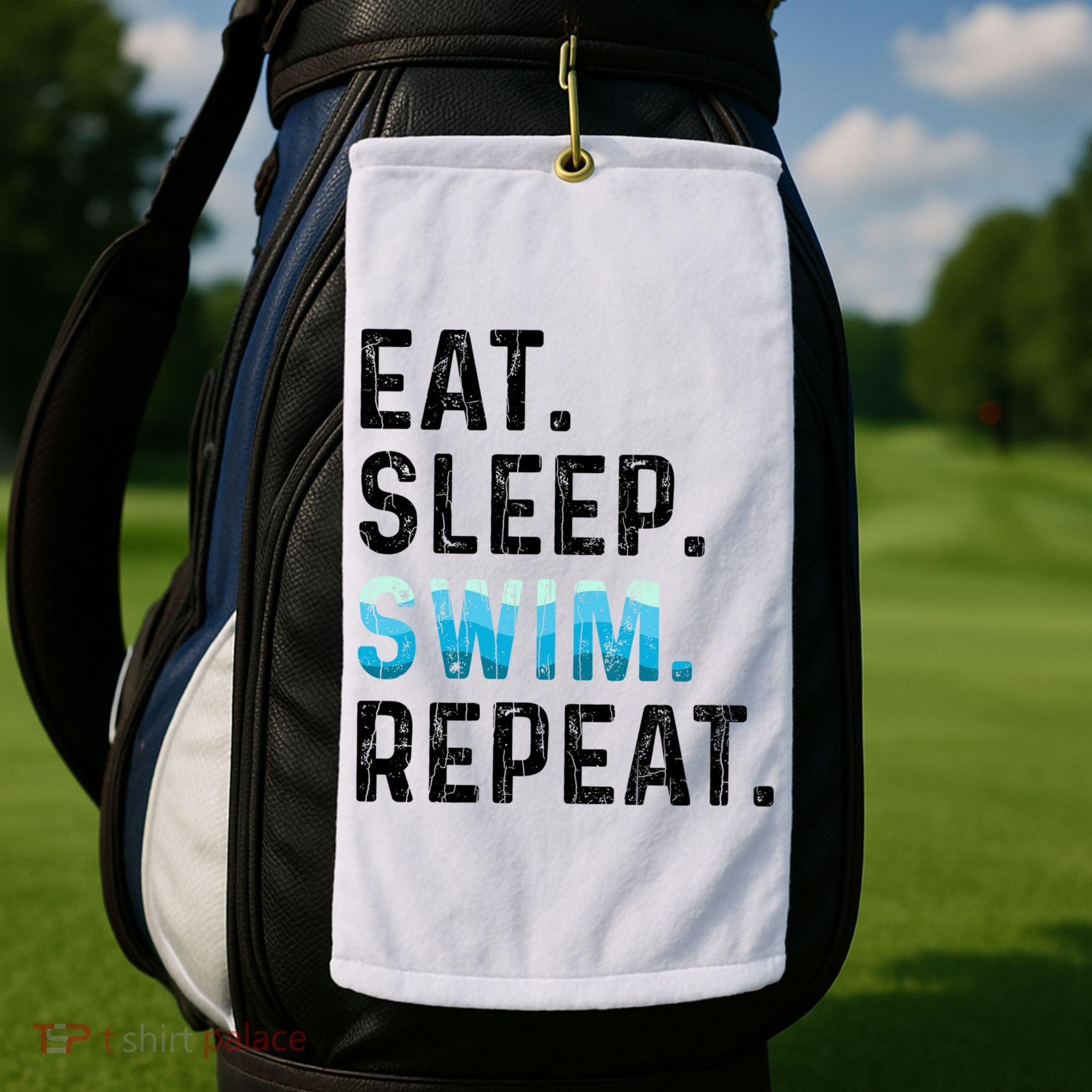 Eat Sleep Swim Repeat Funny Swimmer Swimming Player Graphic Gift Golf Towel