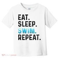 Eat Sleep Swim Repeat Funny Swimmer Swimming Player Graphic Gift Toddler T-Shirt thumb 0