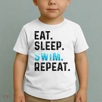 Eat Sleep Swim Repeat Funny Swimmer Swimming Player Graphic Gift Toddler T-Shirt thumb 2