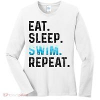 Eat Sleep Swim Repeat Funny Swimmer Swimming Player Graphic Gift Women's Long Sleeve Shirt thumb 0
