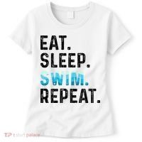 Eat Sleep Swim Repeat Funny Swimmer Swimming Player Graphic Gift Women's T-Shirt thumb 0