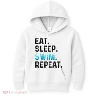 Eat Sleep Swim Repeat Funny Swimmer Swimming Player Graphic Gift Kids Hoodie thumb 0