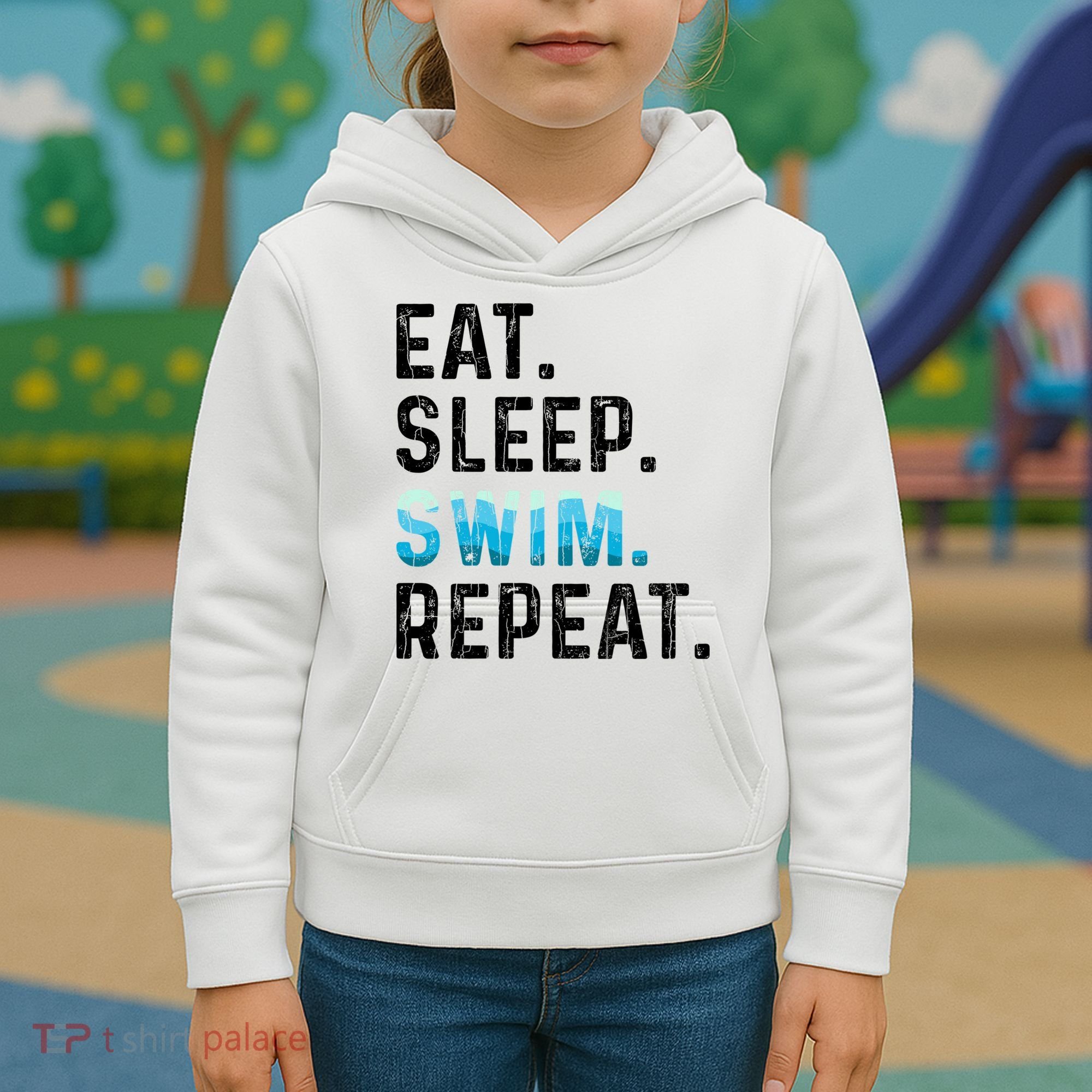 Eat Sleep Swim Repeat Funny Swimmer Swimming Player Graphic Gift Kids Hoodie