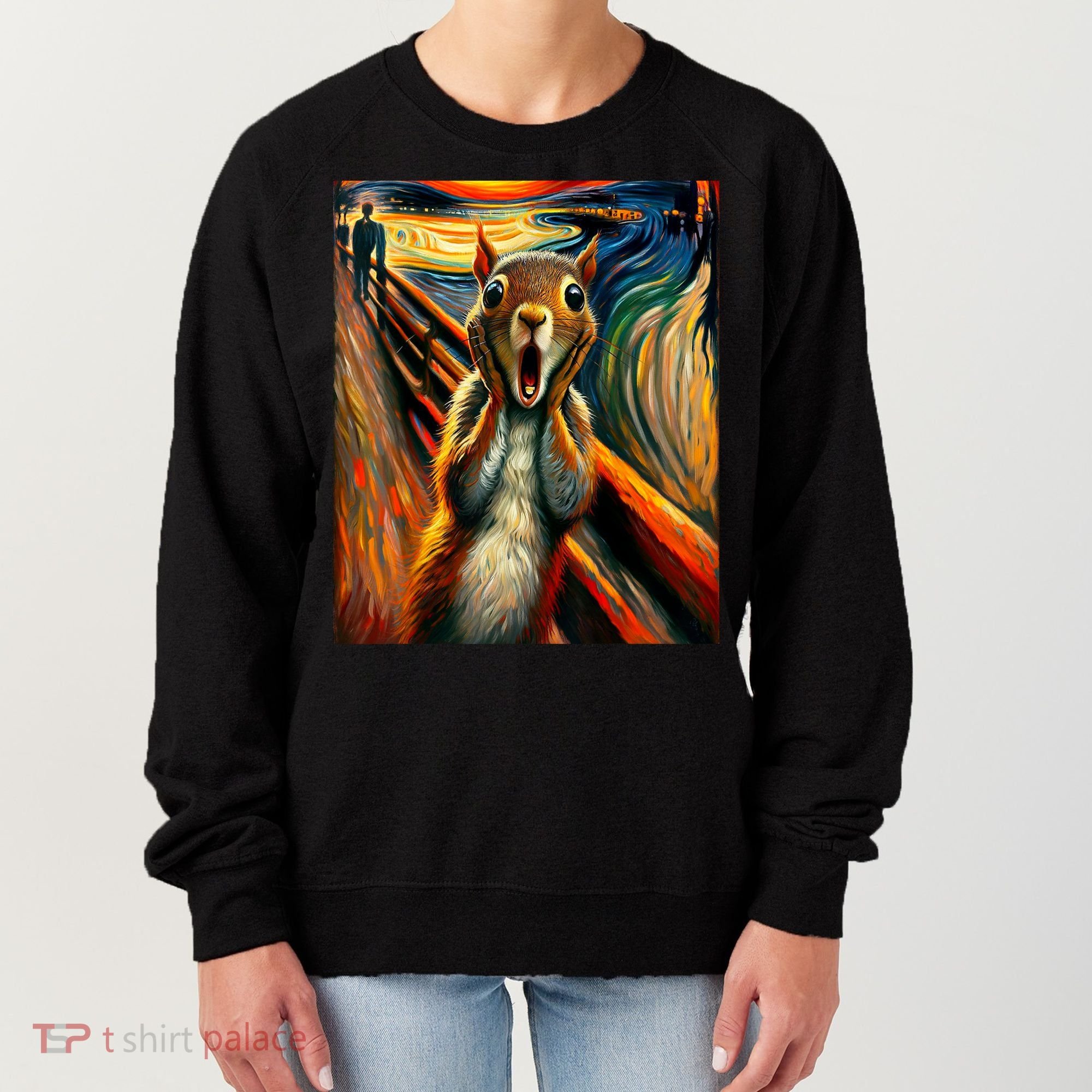 Expressionist Scream Squirrel Lovers Artistic Squirrel Women's Sweatshirt