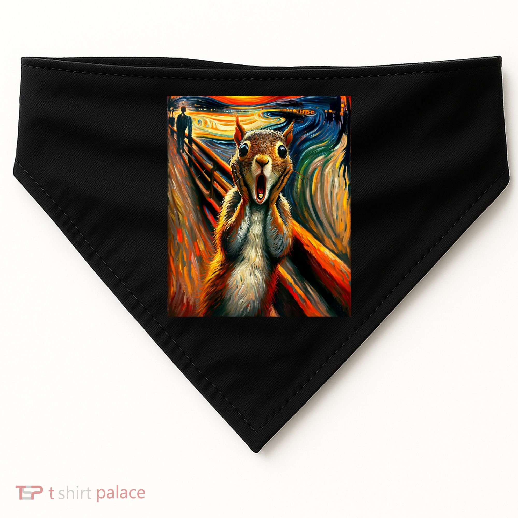 Expressionist Scream Squirrel Lovers Artistic Squirrel USA-Made Doggie Bandana