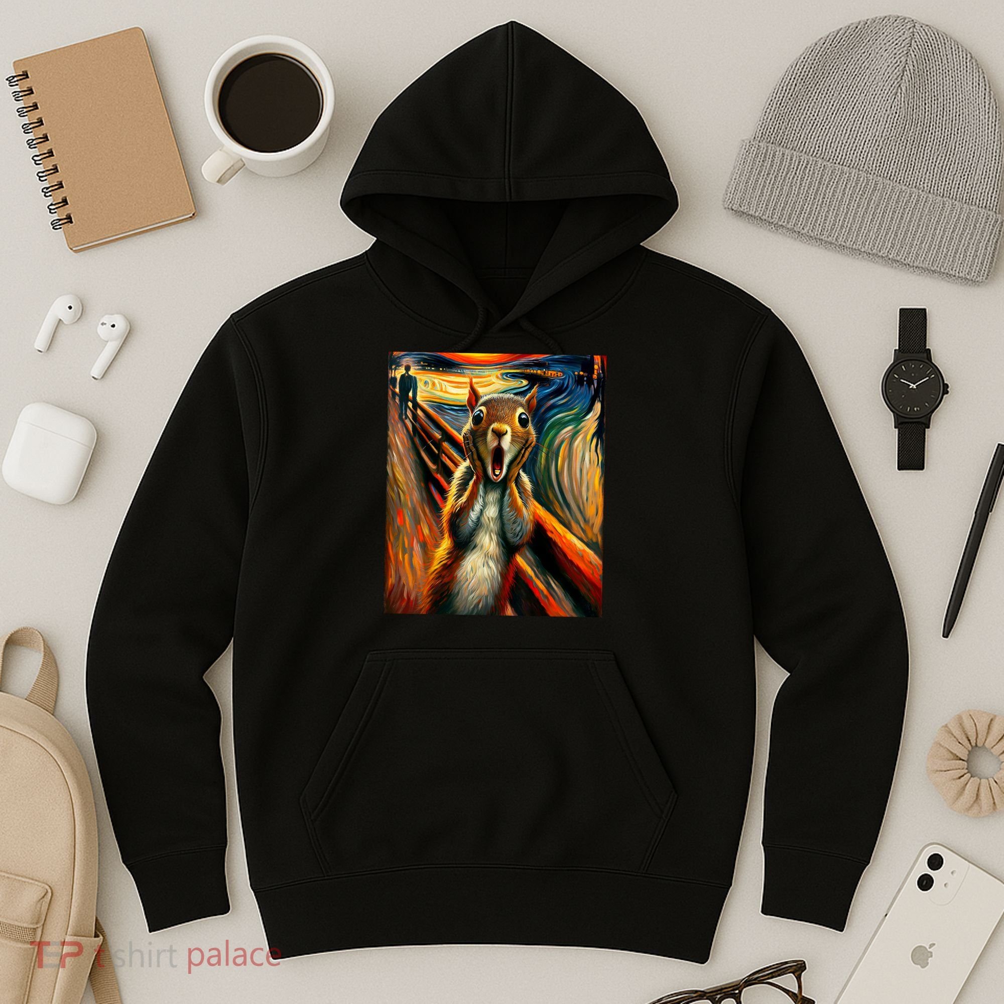 Expressionist Scream Squirrel Lovers Artistic Squirrel Hoodie