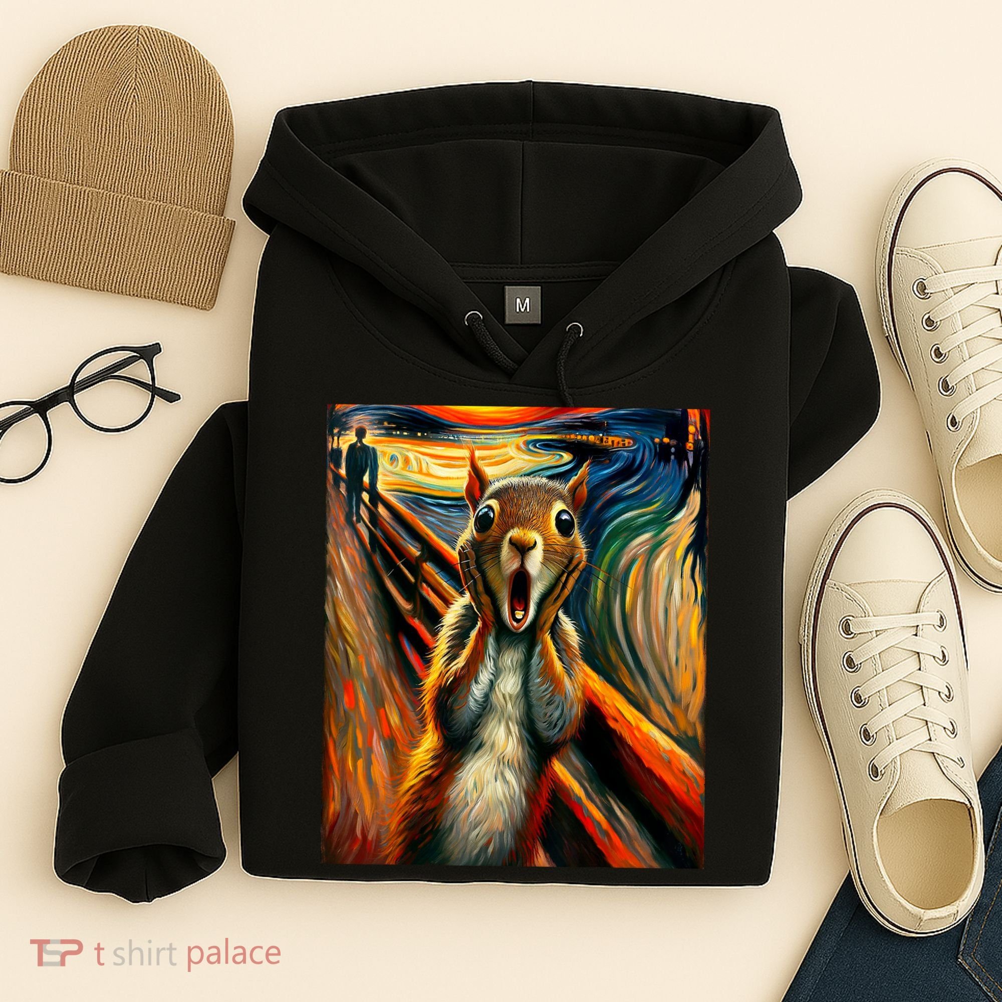 Expressionist Scream Squirrel Lovers Artistic Squirrel Hoodie