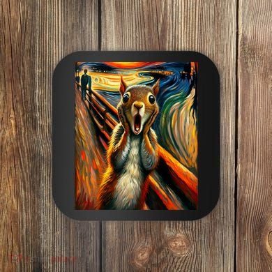 Expressionist Scream Squirrel Lovers Artistic Squirrel Coaster