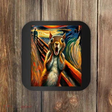 Expressionist Scream Squirrel Lovers Artistic Squirrel Coaster