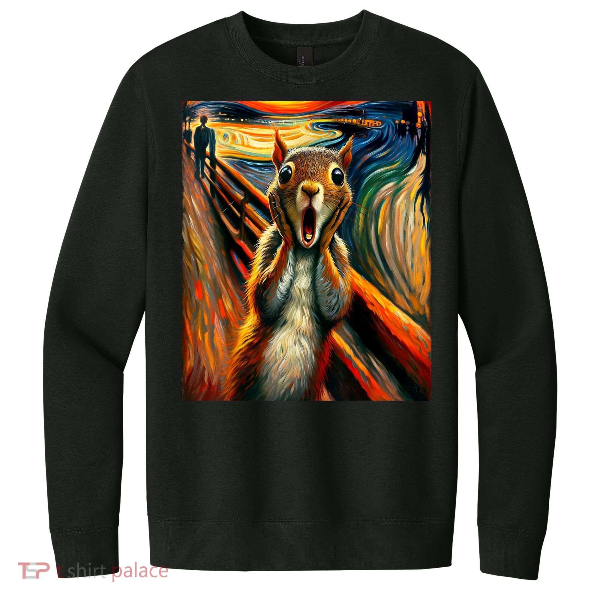 Expressionist Scream Squirrel Lovers Artistic Squirrel V.I.T. Fleece Crew Sweatshirt