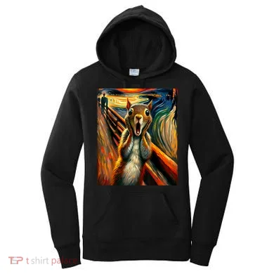 Expressionist Scream Squirrel Lovers Artistic Squirrel Women's Hoodie