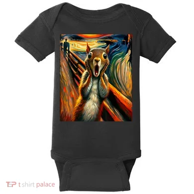 Expressionist Scream Squirrel Lovers Artistic Squirrel Baby Bodysuit