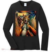 Expressionist Scream Squirrel Lovers Artistic Squirrel Women's Long Sleeve Shirt thumb 0