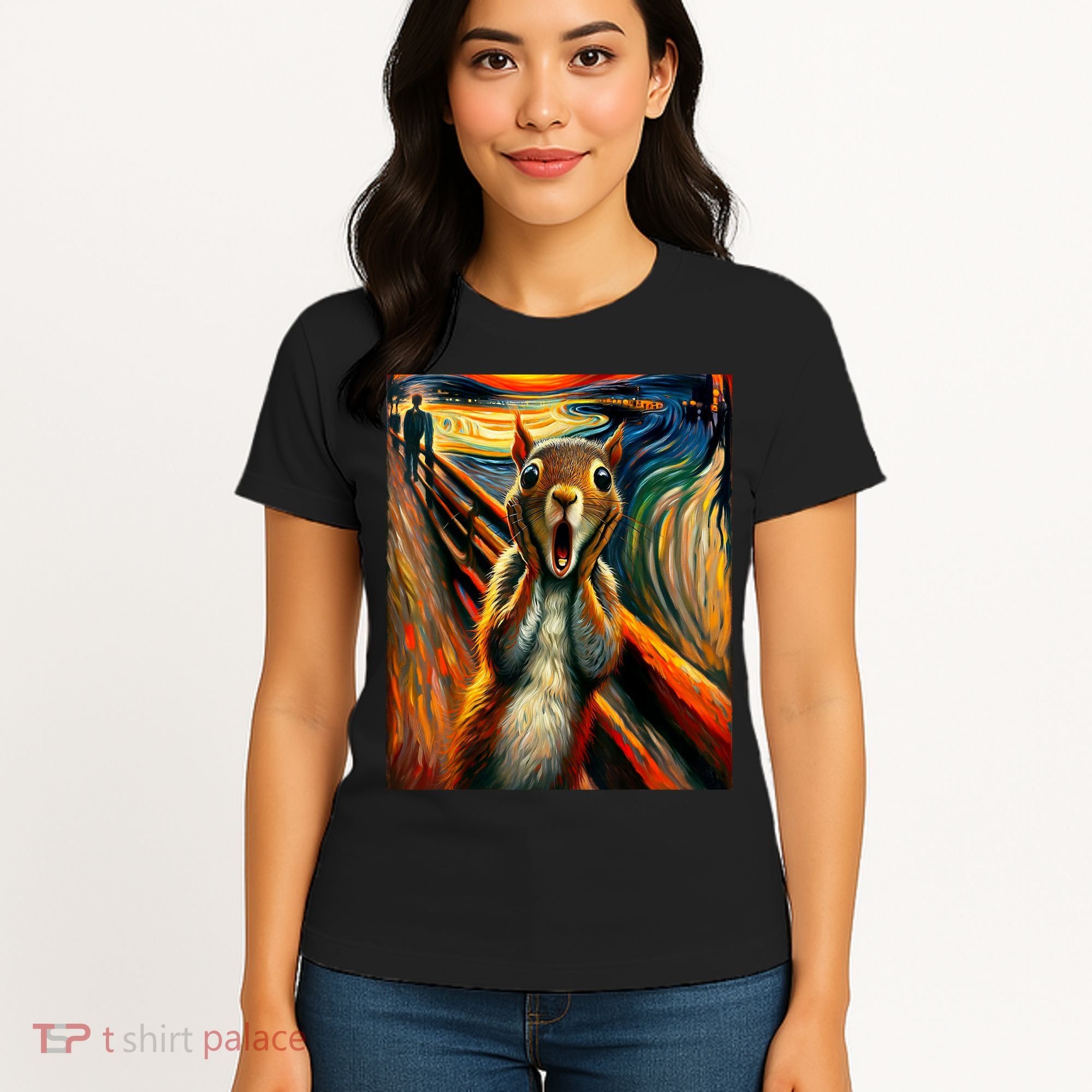 Expressionist Scream Squirrel Lovers Artistic Squirrel Women's T-Shirt