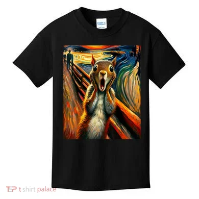 Expressionist Scream Squirrel Lovers Artistic Squirrel Kids T-Shirt
