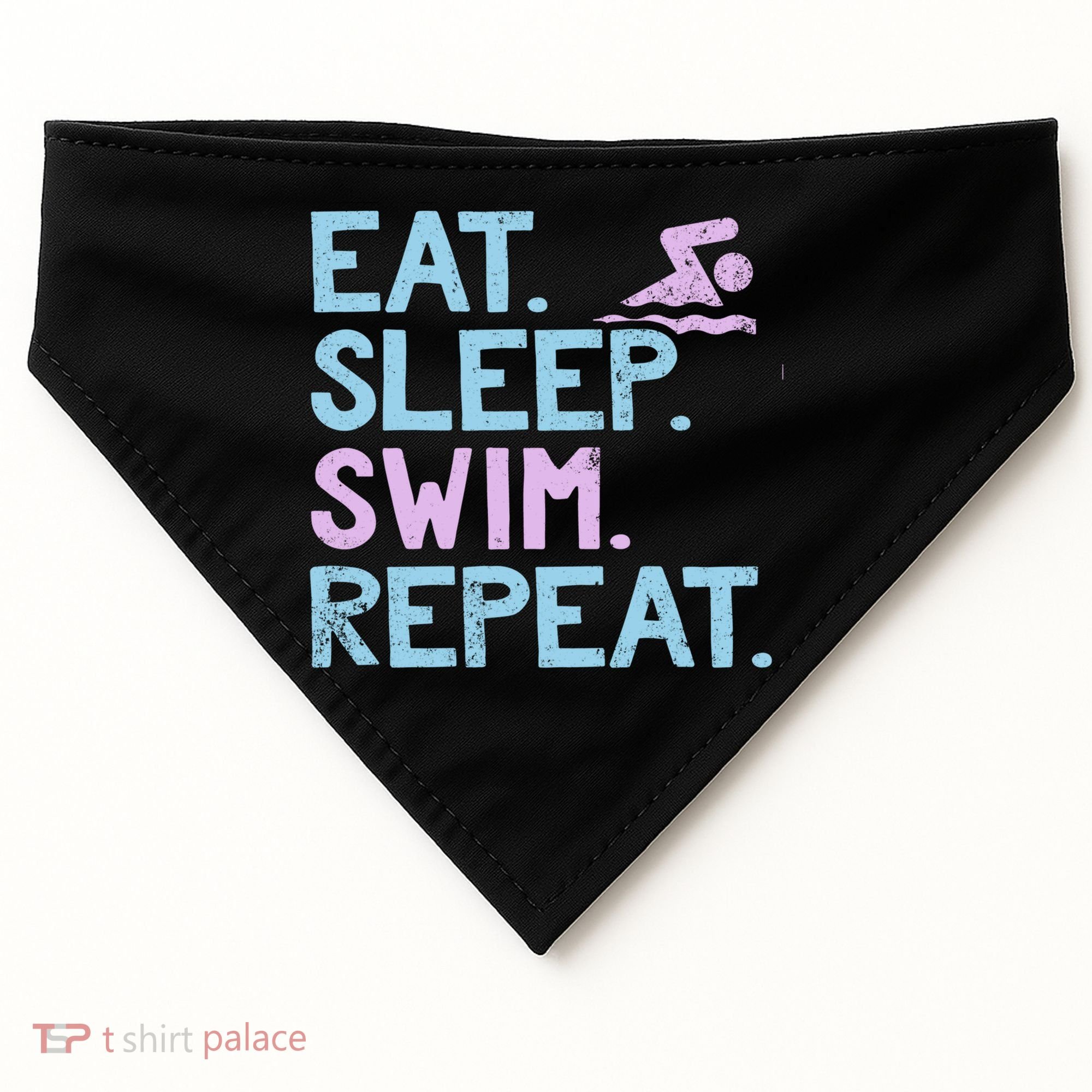 Eat Sleep Swim Repeat Swimmer Gift USA-Made Doggie Bandana