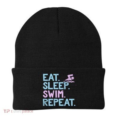 Eat Sleep Swim Repeat Swimmer Gift Beanie